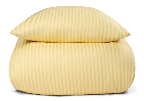 Dobbelt sengetøy - 200x220 cm - 100% bomullssateng - Lys gul ensfarget sengesett - Borg Living