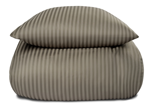 Dobbelt sengetøy - 200x200 cm - 100% bomullssateng - Oliven ensfarget sengesett - Borg Living