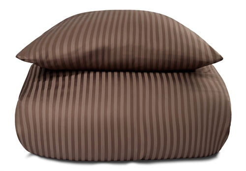 Dobbelt sengetøy - 200x220 cm - 100% bomullssateng - Brun ensfarget sengesett - Borg Living