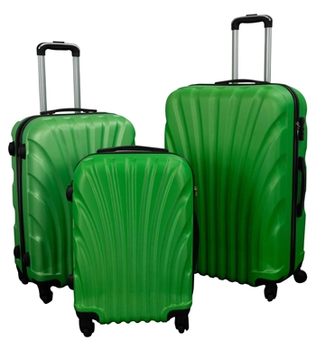 Koffertsett - 3 stk. - Praktiske hardcase-billige kofferter - Mussling grønn