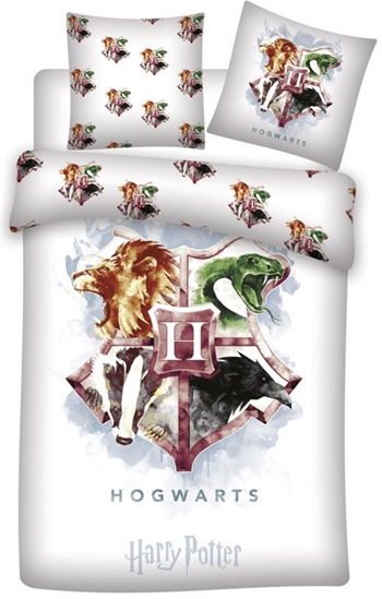 Harry Potter sengetøy - 140x200 cm - Harry Potter - Lilla Hogwarts våpenskjold - 2 i 1 design - 100% bomull Sengetøy , Barnesengetøy , Barne sengetøy 140x200 cm