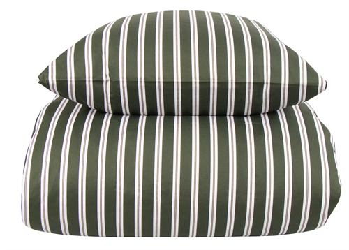 Dobbelt sengetøy 200x220 cm - 100% myk bomullssateng - Stripe green - By Night - Stripete sengesett