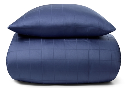 Sengetøy 150x210 cm - Mykt, jacquardvevd bomullssateng - Sjekk blå - By Night sengesett Sengetøy ,  Enkelt sengetøy , Sengetøy 150x210 cm