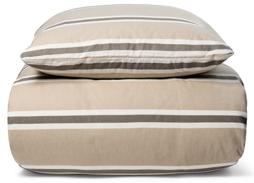 Sengetøy av flanell - 140x200 cm - Stripe beige - 100% bomullsflanell - By Night sengesett