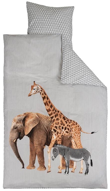 Babysengetøy - 70x100 cm - siraff, elefant og sebra - 2 i 1 design - 100% bomull Innredning , Barnerommet , Baby sengetøy 70x100 cm