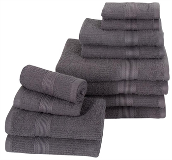 12- pakk Håndklær - Antrasit grå - Borg Living Håndklær
