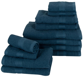 12- pakk Håndklær - Blå - Borg Living Håndklær