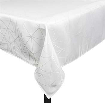 Bordduk - 140x320 cm - Jacquardduk med geometrisk mønster i hvit - Eksklusiv festduk Innredning , Til bordet , Jacquard vevd duk
