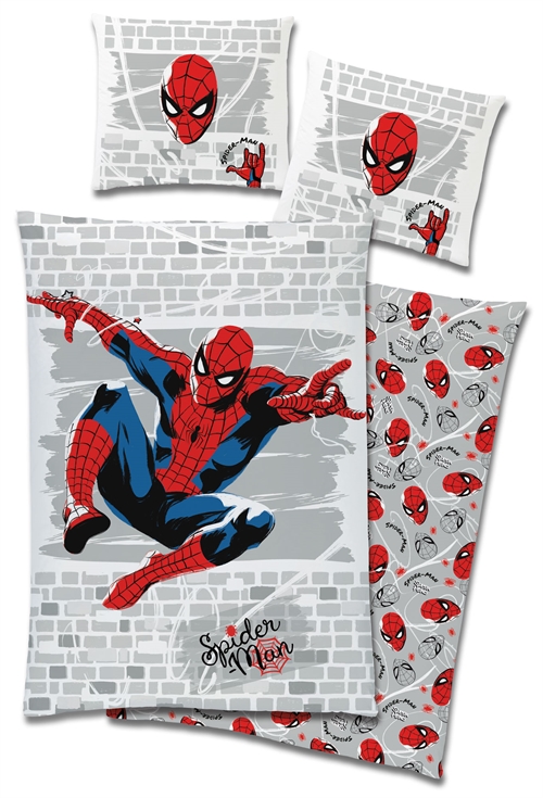 Spiderman sengetøy, mykt og deilig 100 % bomullsflanell - 140x200 cm 2-i-1 design sengesett