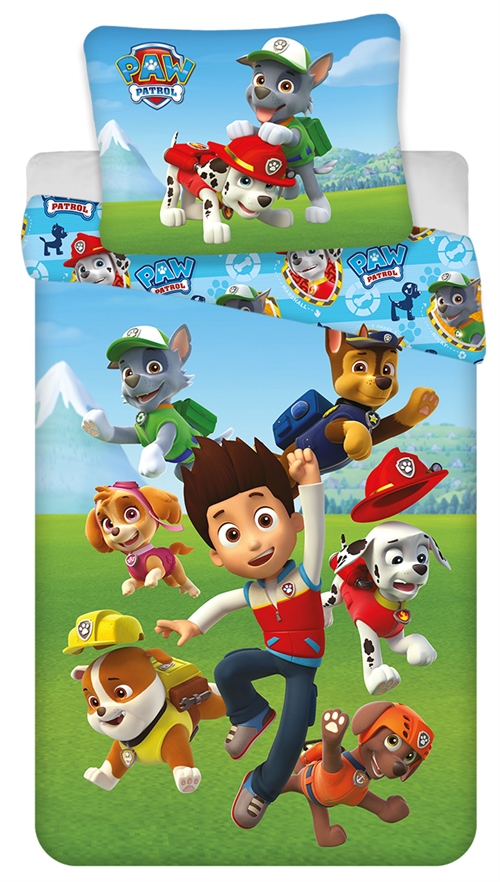 Paw Patrol sengetøy til junior 100x140 cm - Paw Patrol sengetøy til junior - Top Speed - 2 i 1 - 100% bomull