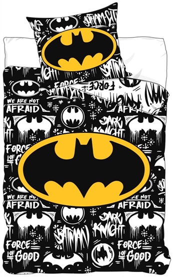 Batman Sengetøj - 140x200 cm - Batman logo - 2 i 1 design - 100% bomuld Sengetøy , Barnesengetøy , Barne sengetøy 140x200 cm