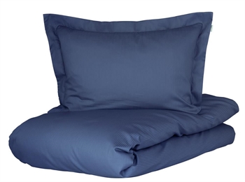 Sengetøy - 240x220 cm - Mørk blå - Jacquardvevd - 100 % økologisk bomullsateng - Turiform Sengetøy , Dobbelt sengetøy , King size sengetøy 240x220 cm