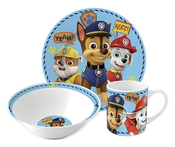 Paw Patrol barneservise - Spisesett i 3 deler for barn - Marshall, Chase og Rubble