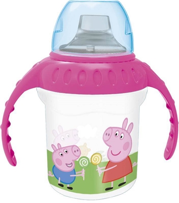 Peppa Gris - Drikkekopp med lokk og håndtak - Peppa og Georg Gris