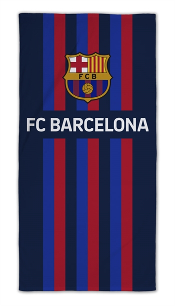 FC Barcelona håndkle - 70x140 cm - FCB-logo og striper - 100 % bomull - Badehåndkle