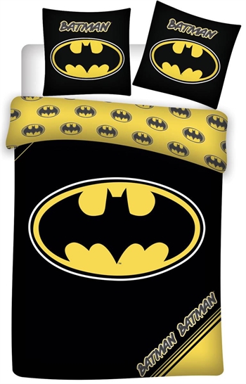 Batman sengetøy - 140x200 cm - Sengesett med stor logo - 2 i 1 design - 100% bomull Sengetøy , Barnesengetøy , Barne sengetøy 140x200 cm