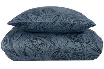 Sengetøy kingsize - 240x220 cm - 100 % myk bomullssateng - Marble dark blue - By Night sengesett