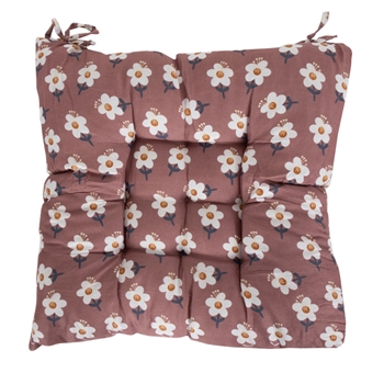 Stolpute - 35x35x6 cm - Rosafarget hagepute med blomster