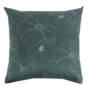 Putetrekk 60x63 cm - Vendbart design i 100% bomullssateng - Big Flower grønn - Fra By Night