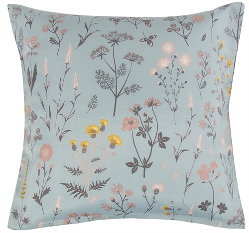 Putetrekk 60x63 cm - Grønt blomstrete hodeputetrekk i polycotton - Borg Living