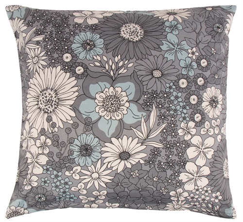 Putetrekk 60x63 cm - Svart blomstret putetrekk i polycotton - Borg Living