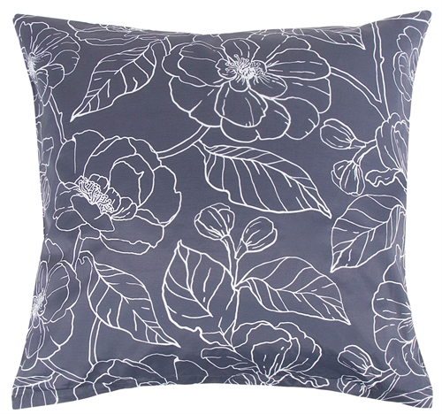 Putetrekk 60x63 cm - Blått blomstrete putetrekk i polycotton - Borg Living