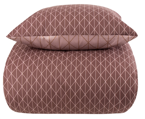 Sengetøy 150x210 cm - Harlequin peach - Dynetrekk med 2 design i 100% bomull - Borg Living sengesett