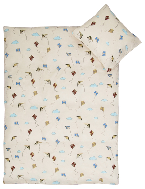 Juniorsengetøy 115x135 cm - Beige med dragefly - 100% bomulls sengetøy