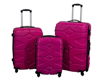 Koffertsett - 3 stk. - Hardcase reise kofferter - Military Pink - Lettvekts kofferter