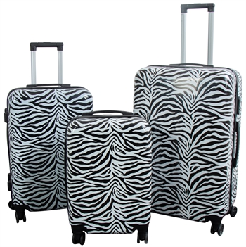 Koffertsett - 3 stk. - Koffert med motiv - Zebra - Hardcase lettvektskoffert med 4 hjul