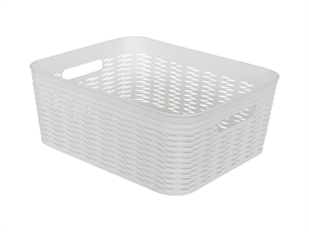 Oppbevaringskurv - Hvit plastkurv - 34x28x14 cm - Praktisk kurv til oppbevaring