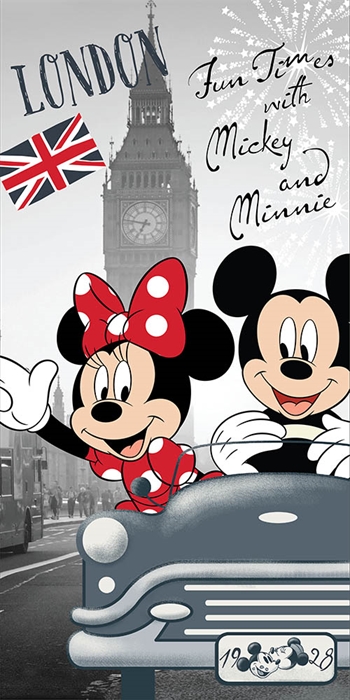 badehåndkle - Mickey &amp; Minnie - London - 70x140cm Håndklær , Håndklestørrelser , Badehåndkle 70x140 cm