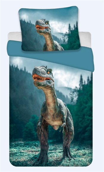 Dinosaur Sengetøy - 140x200 cm - Raptor - 2 i 1 design - 100 % bomull Sengetøy , Barnesengetøy , Barne sengetøy 140x200 cm