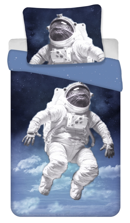 Sengetøy med astronautmotiv 140x200 cm - Sengesett i 100% bomull - Vendbart dynetrekk