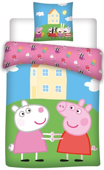 Gurli gris sengetøy - 100x140 cm - Gurli gris og frida sau - 2 i 1 design - 100% bomull Innredning , Barnerommet , Junior sengetøy 100x140 cm