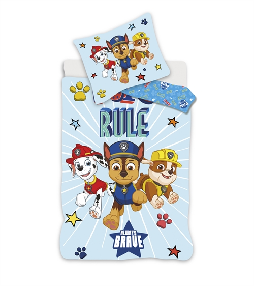 Paw Patrol juniorsengetøy 100x140 cm - Alltid modig - Vendbart design - 100% bomull