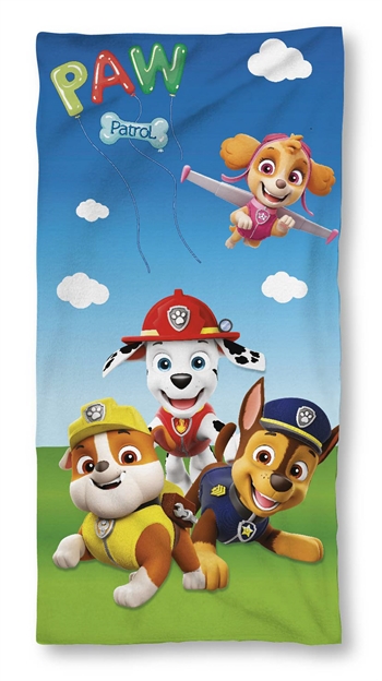 Paw Patrol håndkle - 70x140 cm - 100 % bomull - Mykt badehåndkle med Rubble, Skye, Chase og Marshall