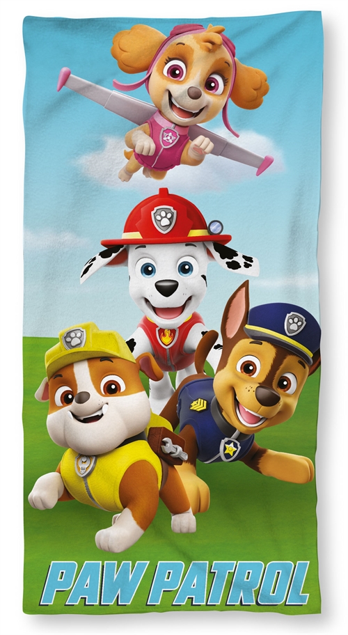 Paw Patrol håndkle - 70x140 cm - 100 % bomull - Mykt badehåndkle med Rubble, Skye, Chase og Marshall