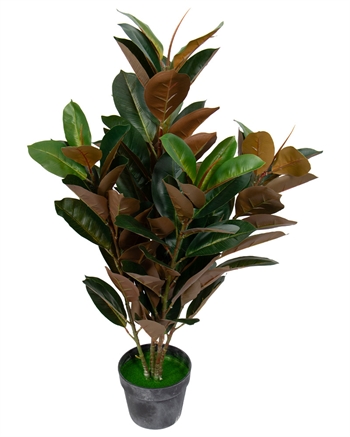 Kunstig plante - 90 cm høy - Ficus Elastica - Kunstig plante med rødlige blader