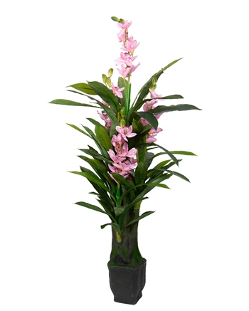 Kunstig orkidé 165 cm - 3 rosa blomster - Cymbidium orkidé