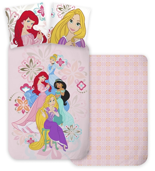 Prinsesse sengetøy 140x200 cm - Disney prinsesser - Vendbart design - 100% bomull