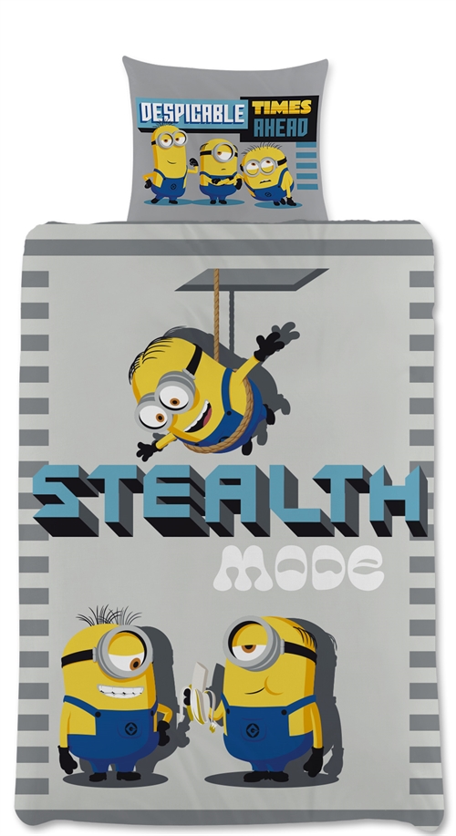 Minions sengetøy 140x200 cm - Minions sengesett - 2-i-1 design - Sengetøy i 100% bomull