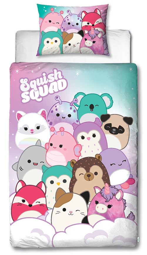 Squishmallows sengetøy – 150x210 cm – Squishmallows 2 i 1 sengesett – 100 % bomull