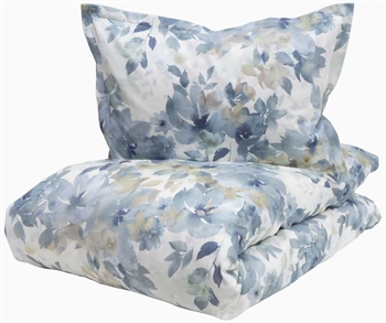 Turiform sengetøy - 140x200 cm - Tia blå - Blomstert sengetøy - 100% bomull sateng sengesett Sengetøy ,  Enkelt sengetøy , Enkelt sengetøy 140x200 cm